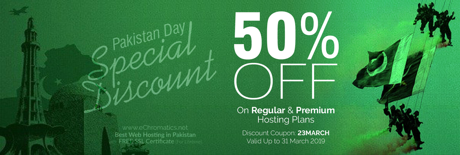 Special 50% OFF on Regular & Premium Web Hosting Plans eChromatics Web Solutions 23 March 2019